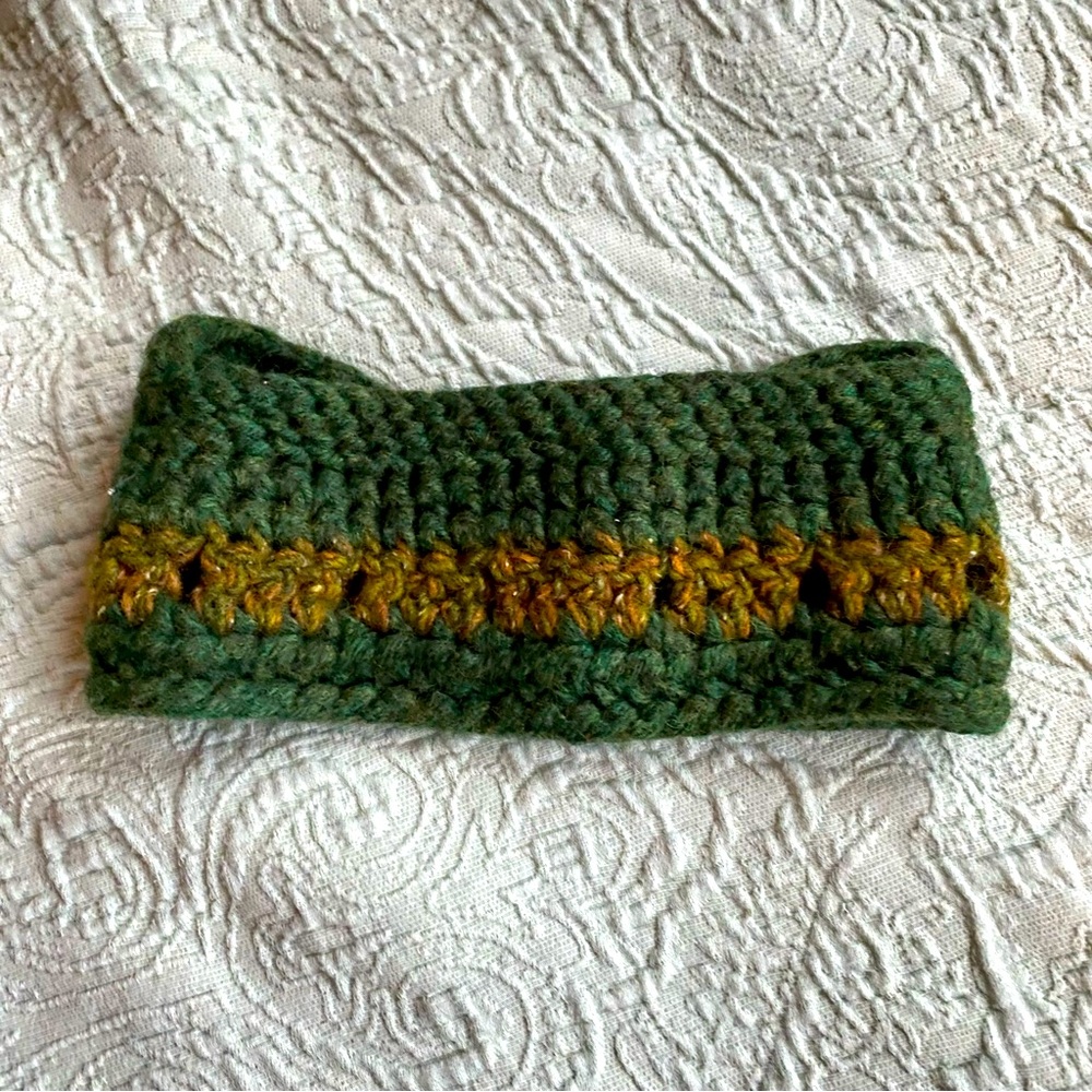 Handmade Green Wool Headband, Winter Headband